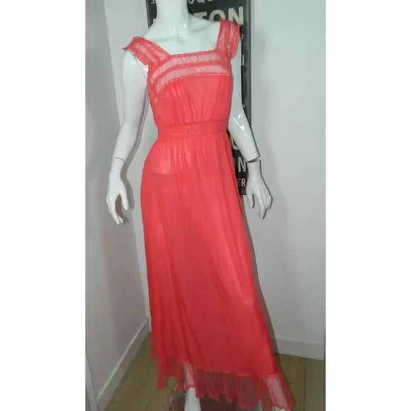 Luxite Nightgown Size 34 Medium‎ Pink Vintage 1940’s Art Deco LINGERIE Milk Maid